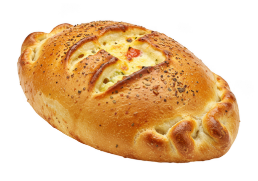 Golden baked calzone filled with savory ingredients a delicious italian pastry isolated on transparent background