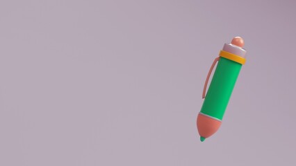 Green pen icon on pastel background