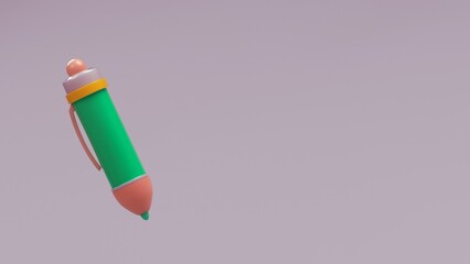 Green pen icon on pastel background