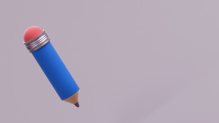 Blue pencil icon on pastel background