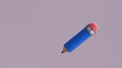 Blue pencil icon on pastel background