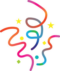 Abstract Gradient Confetti Vector – Rainbow Firecracker and Birthday Ribbon Explosion Illustration