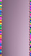 Vertical border of colorful pencils on both sides of pastel background