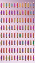 Pattern of colorful pens arranged in neat rows on pastel background
