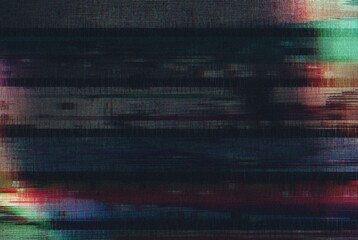Noisy VHS effect hd tv screen glitch distorted flickering lines pixellate screen noise grainy texture, analog tv bad signal problem broadcasting error screen play pause effect 