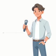 vector of young entrepreneur presenting using microphone