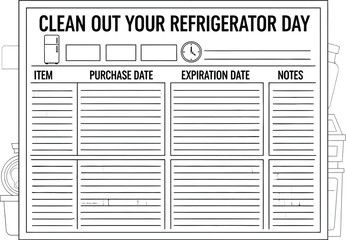 Vector art of clean out your refrigerator day planner