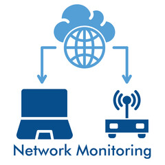 Network Monitoring Icon. Outline Color Icon Style. Vector Illustration for Server Performance and Cloud System Concept.
