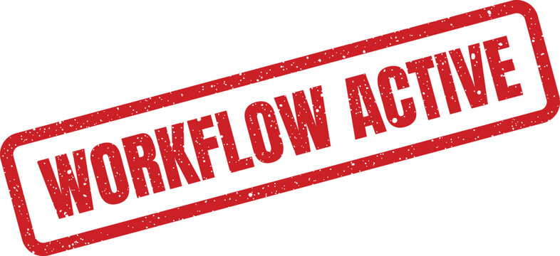 Red textured rubber stamp impression indicating an active workflow and current processing status