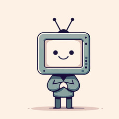 funny cartoon vector of person with television head