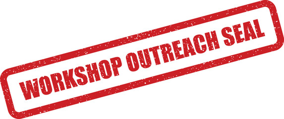 Textured rubber stamp symbol showing a workshop outreach seal of final agreement status