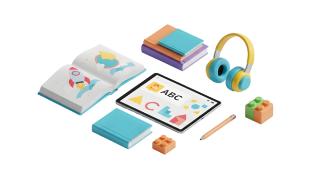 Educational Toys and Learning Tools for Children in Bright Colors