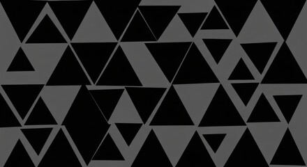 Abstract geometric artwork. A pattern of black triangles arranged on a gray background