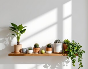 Minimalist Succulents Floating Wooden Shelf