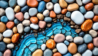 Colorful River Stones Mosaic Pattern