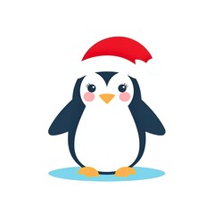 Fototapeta premium Adorable penguin wearing Santa hat brings holiday cheer to your winter designs and Christmas projects