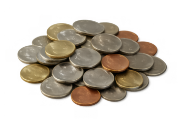 Coins with various metallic colors forming a pile. Showing concepts of finance, investment, and wealth