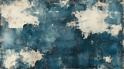 Fototapeta premium textured wall with peeling paint in blue and white creating an abstract weathered pattern