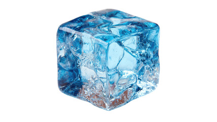 Fototapeta premium A transparent, shiny ice cube isolated on a white background for a cool, fresh drink