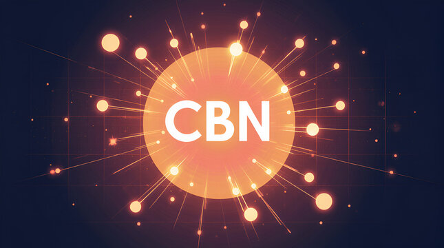 CBN Molecule Futuristic Illustration	Glowing 2D holographic molecular pattern representing cannabinol (CBN)