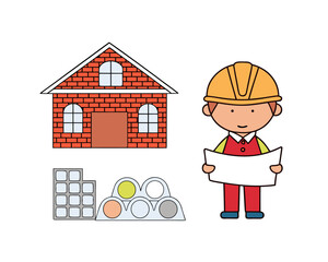  illustration  smiling with their family near a house, perfect as a vector icon for design and school concepts