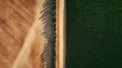 Aerial view of agricultural fields rural landscape nature photography vibrant contrast serene atmosphere