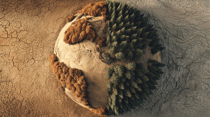 Climate change awareness global perspective digital art nature aerial view environmental impact