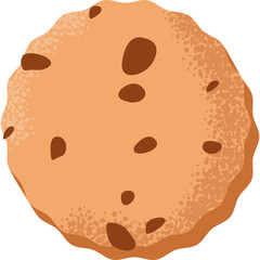 Round Chocolate Chip Cookie With A Textured Surface Isolated On A Transparent Background Ready For Digital Use