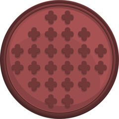 Round Deep Red Game Board With Plus Shaped Markers Arranged In A Grid Pattern Detailed Design With Subtle Shadowing And Highlights