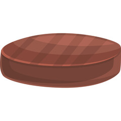 Round Flat Chocolate Brown Disc Shape Object with Subtle Grid Pattern on Top Surface Isolated on White Background