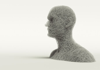 Creative wire sculpture of a human head silhouette showcasing artistic design and intricate detail