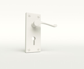 White door handle with keyhole set against a plain background for modern interior design applications