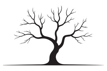 Leafless tree silhouette icon on white and black background