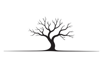 Leafless tree silhouette icon on white and black background