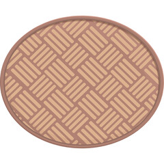 Round woven basket texture top view with a light brown rim and a light brown woven pattern fill on a transparent white background with no visible defects or logos