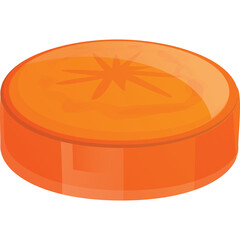 Round Orange Candy with Transparent Background and Glossy Surface Reflecting Light in a Studio Setting