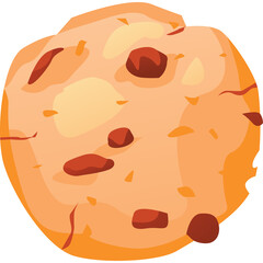Round Oatmeal Cookie with Raisins and Nuts against a Transparent Background with Warm Lighting