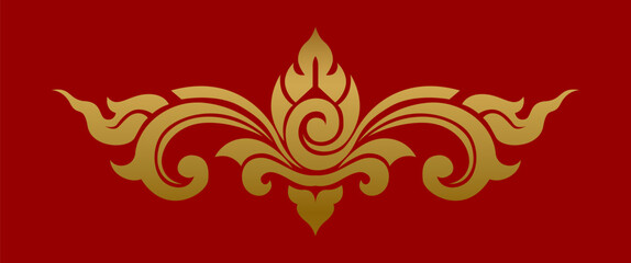 Golden Thai Kranok Ornament for Decorative Design, Architecture Motif, and Cultural Pattern Illustration for Poster, Wallpaper, and Packaging Layout