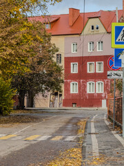 A street with a beautiful house and architecture in the city of Baltiysk