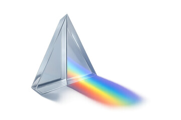 Glass equilateral triangle prism refracting light spectrum