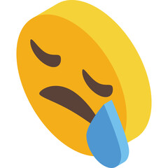 Sad Emoji Icon With A Tear Dropping Down On A Transparent Background Representing Sadness And Disappointment