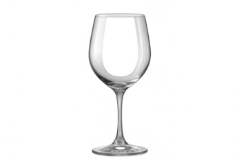 Clear empty wine glass standing on transparent background