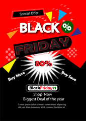 Naklejka premium Flat black friday vertical poster template