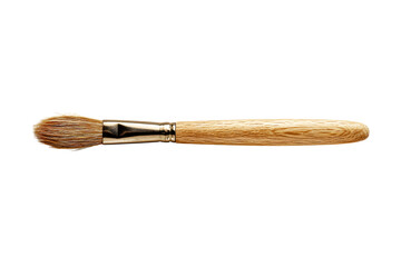 Art paint brush on wooden handle color light brown isolated on cutout PNG or transparent background. Paintbrushes is tool for painting and coloring. Artists, drawing watercolor on walls is beautiful.