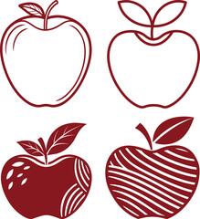 Set of red apple icons with leaf for a healthy fruit food vector illustration