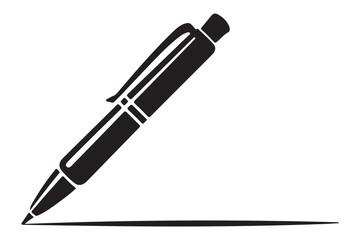 Modern fountain pen icon flat black silhouette vector isolated on transparent
