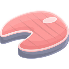 Salmon steak raw with grill marks and light pink color on a white background illustration