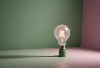 Minimal Round Pendant Lamp on Green Background