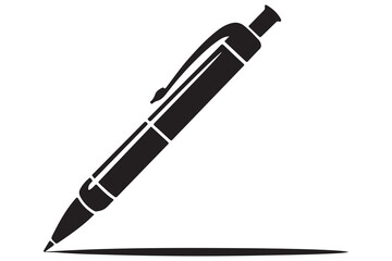 Modern fountain pen icon flat black silhouette vector isolated on transparent

