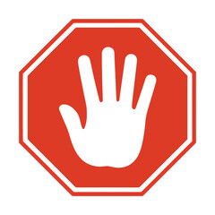 Obraz premium Stop hand sign icon red warning vector illustration